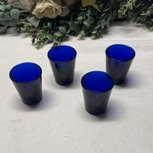 Libby cobalt blue shot glasses. 1.5oz. Set of 4